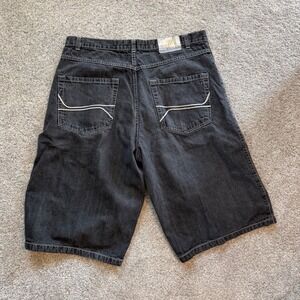 Outback Rider Mens Baggy Denim Shorts Black Contrast Stitch Size 36 Y2K Skate
